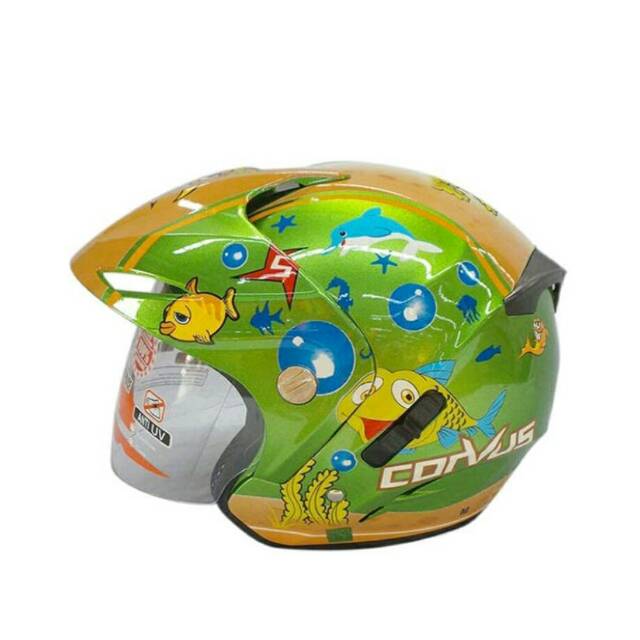CORVUS Speed Race Helm Half Face - Green Orange