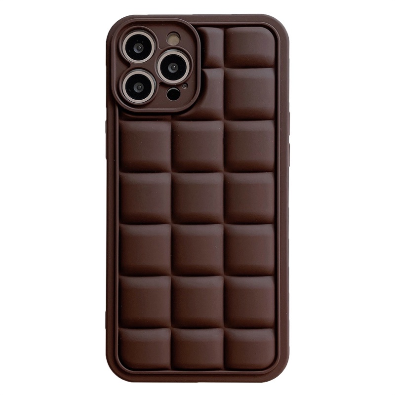 Soft Case Bentuk Kotak Warna Cokelat Tahan Banting Untuk iPhone 14 13 12 11 Pro X XS MAX XR