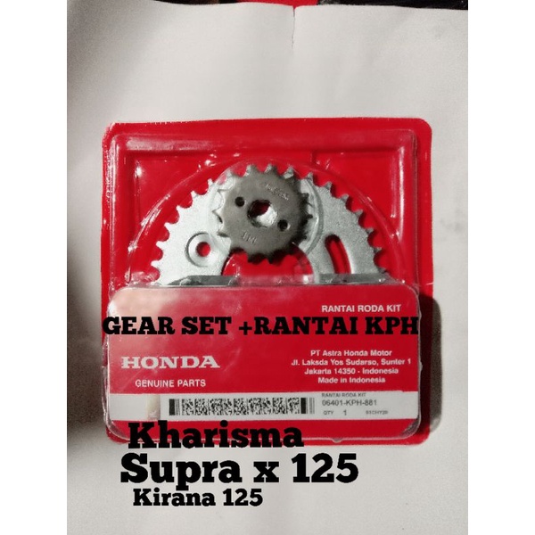 GEAR SET KHARISMA SUPRA X 125 SATU SET PLUS RANTAI KUALITAS ORIGINAL HONDA