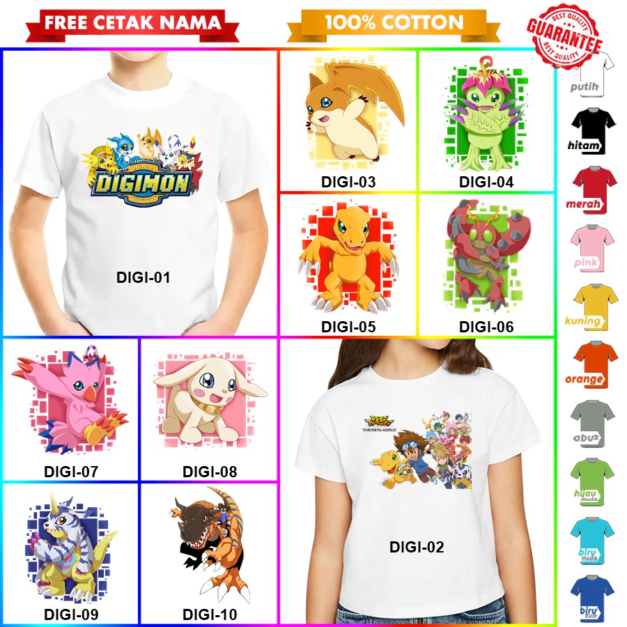 [FREE NAMA!!] Baju Kaos ANAK DAN DEWASA DIGIMON BANYAK MOTIF