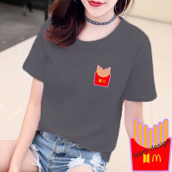 YOURSTYLE1119 - KAOS KARAKTER FRENCH FRIES BAJU KAOS WANITA DISTRO UNISEX OVERSIZE JUMBO KEKINIAN