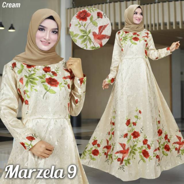 Marzela 9 gamis maxi bahan jaguard glitter motif