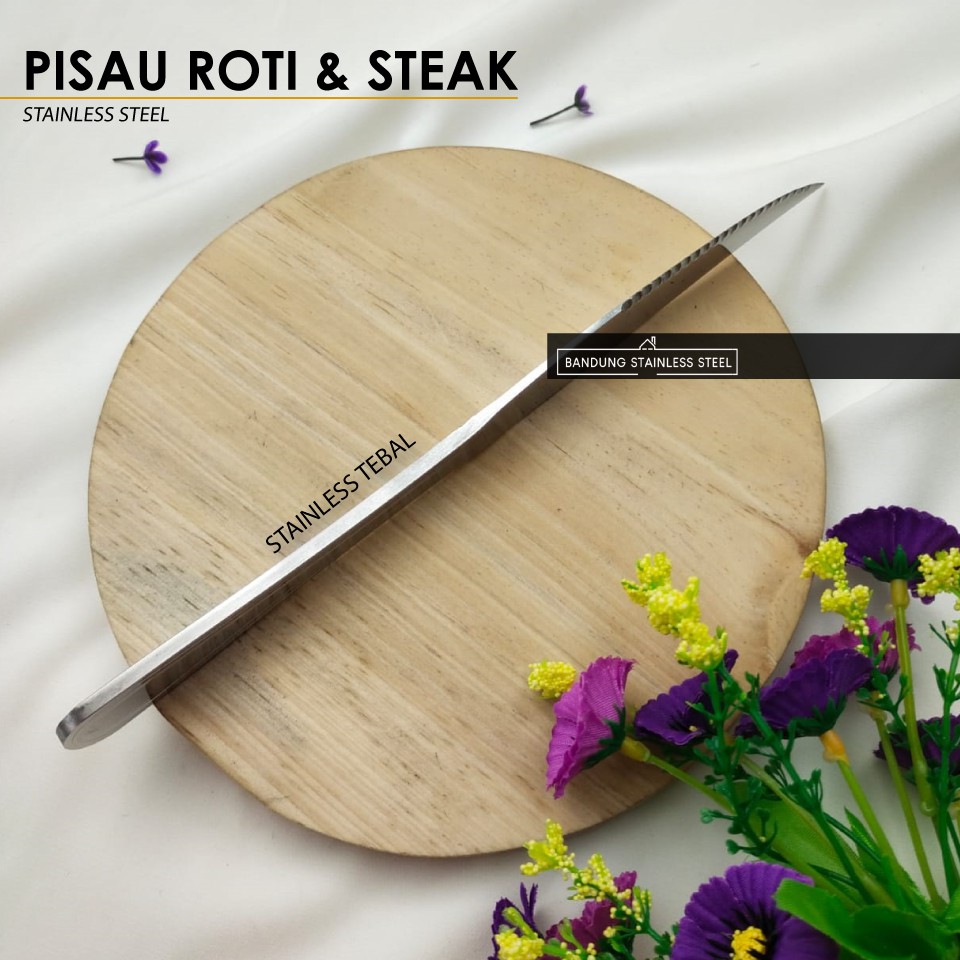 Pisau Stainless pisau makan selai steak roti oles mentega panjang multifungsi tebal hotel