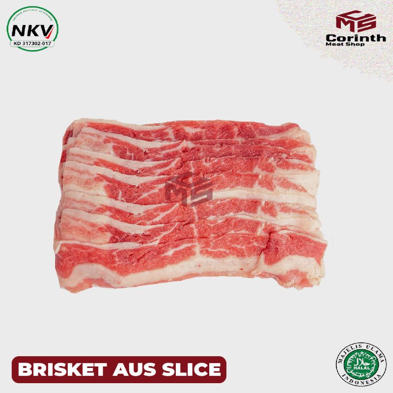 

BRISKET AUS SLICE GRADE S 250GR - DAGING SAPI - BEEF - HALAL - PREMIUM