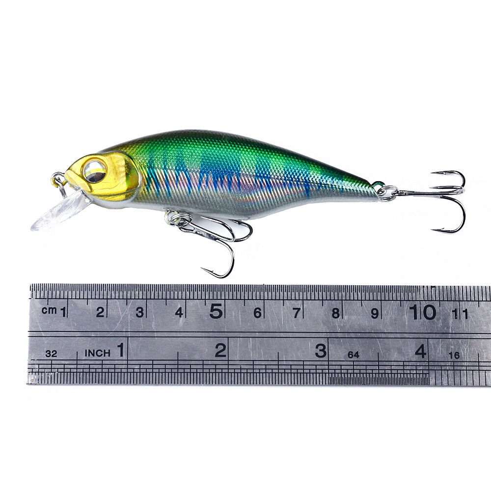 Hengjia 6pcs / Lot Umpan Pancing Hardlure Tiruan Bentuk Ikan Kecil 92mm / 11.8g Crown Laser Sticker Fishing Lure Bass Floating Bait