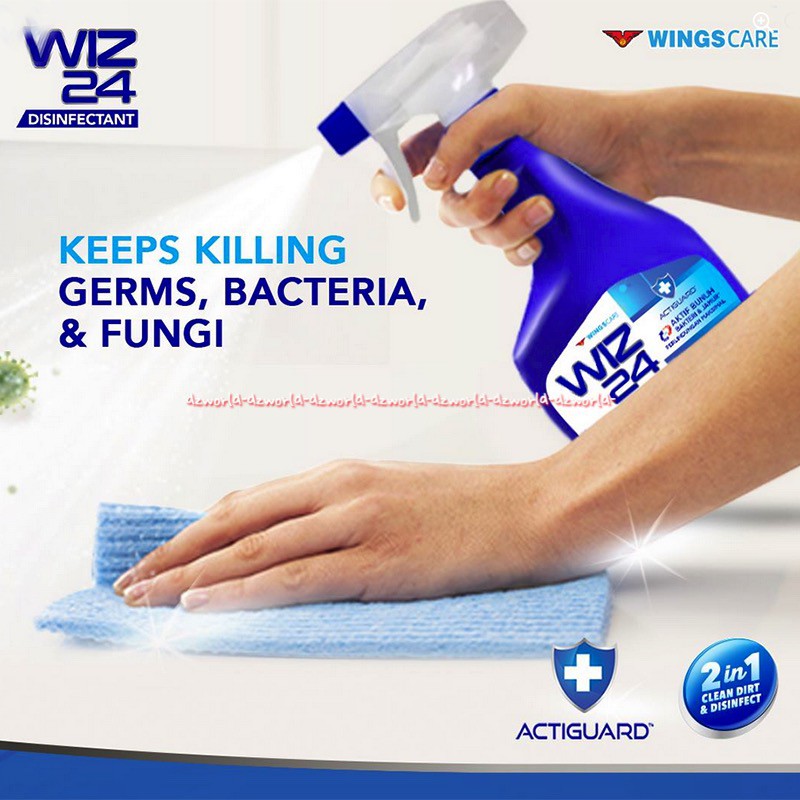 Wiz 24 Disinfecting 450ml Spray &amp; Clean All Surface Pembersih Desinfektan Wiz24 Semprot Desinfektan