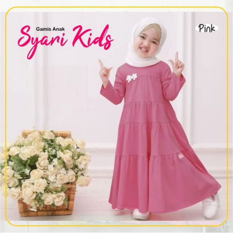 Gamis Anak Syari Kids 1-12 Tahun/Dress Anak Murah/Gaun Pesta Anak
