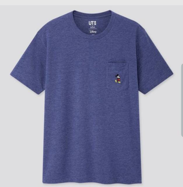 SALE Kaos t-shirt saku Mickey lengan pendek uniqlo ORI