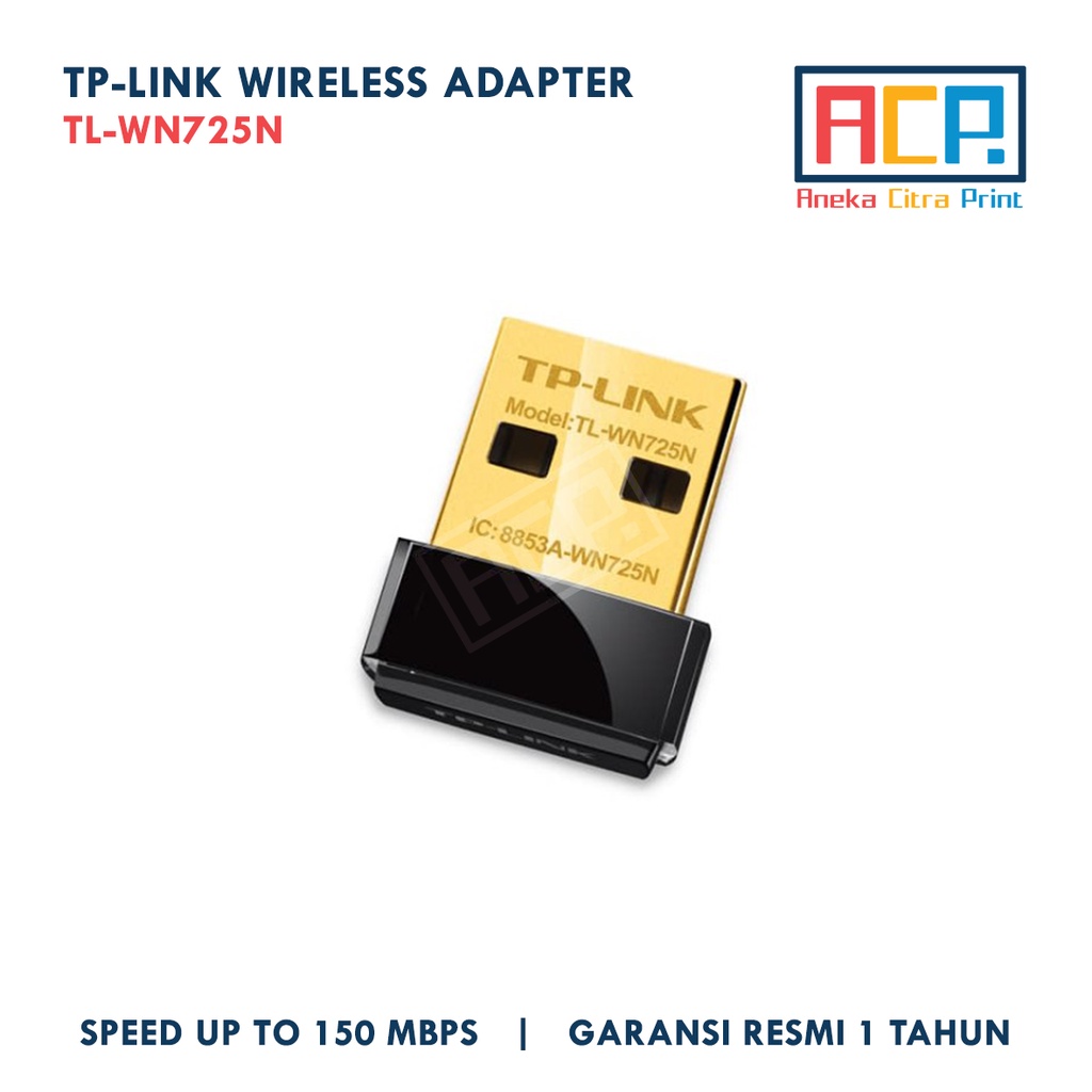 TP-Link TL-WN725N 150 Mbps Wi-Fi USB Adapter Nano Size Wifi Receiver - Garansi Resmi 1 Tahun