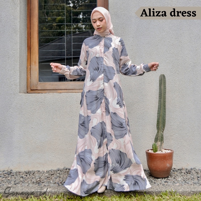 GAMIS RAYON MOTIF , GAMIS WANITA DEWASA , ALIZA DRESS