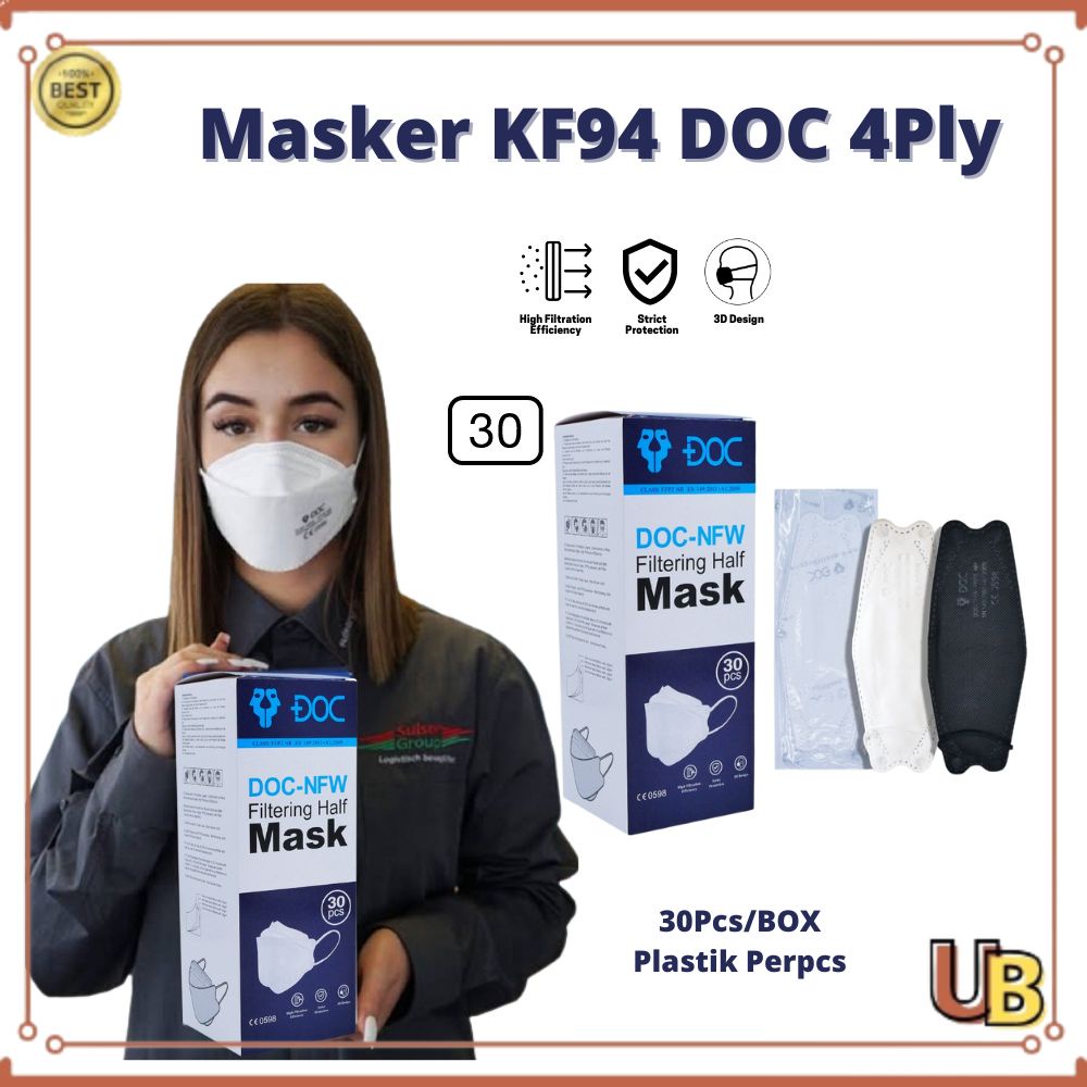 Masker KF94 DOC Single Pack 1Box isi 30 Pcs Earloop Premium Mask UDB