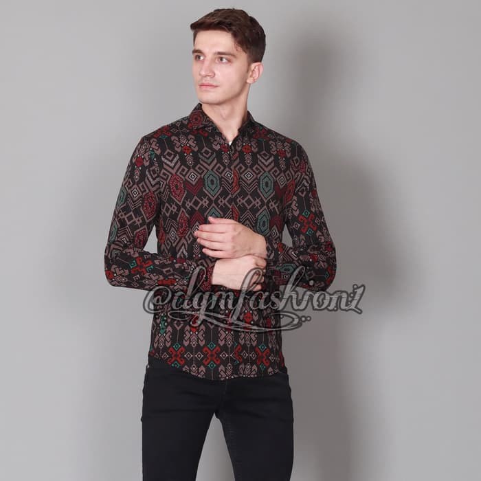 Promo kemeja flanel pria LEVIS hitam & merah cowok le laki keren