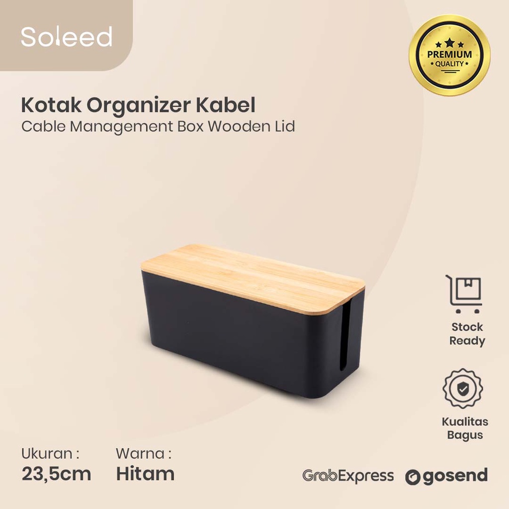 KOTAK ORGANIZER KABEL CHARGER CABLE MANAGEMENT BOX TUTUP BAMBU