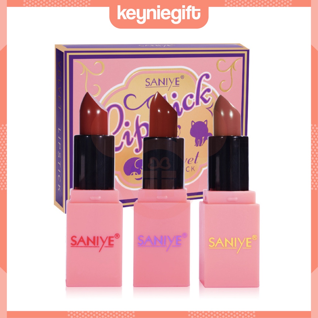 SANIYE 3 In 1 Original Panda Velvet Lipstik Matte Lipstick Paket lipstik Tahan Lama Tahan Air K1128  SA009