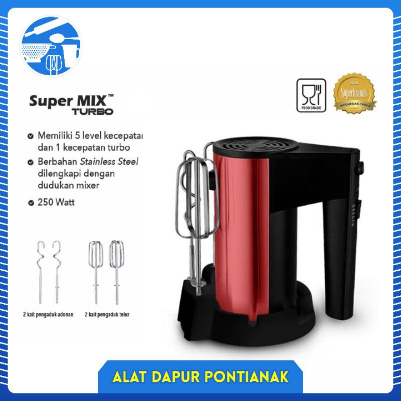 Mixer Kue Bolde Super Mix Turbo Power Alat Pengaduk Adonan otomatis Merah Metalic