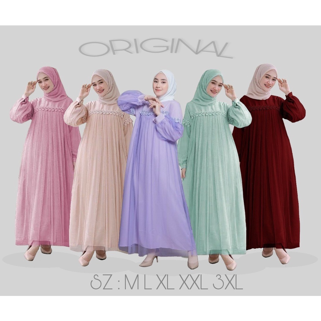 Ardilla Gaun Muslim Muslimah Tile Tulle Mewah Dress Satin Undangan Gamis Bridesmaid Kondangan Wanita