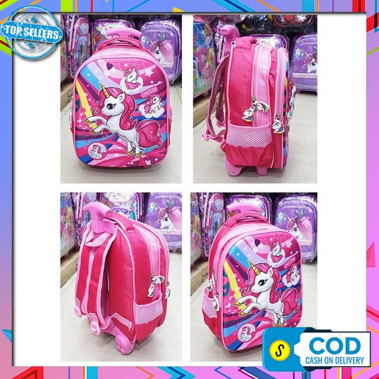 (Trm) Tas Trolly Tas Roda 1330 Anak Perempuan Gambar Frozen,Lol,Sofia, Promo Tas Trolley Dorong Sek