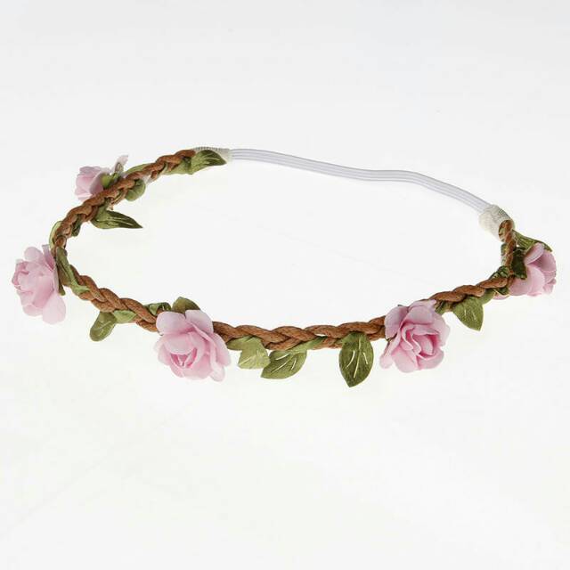 B23. Bandana bayi / headband anak motif rantai bunga dengan daun