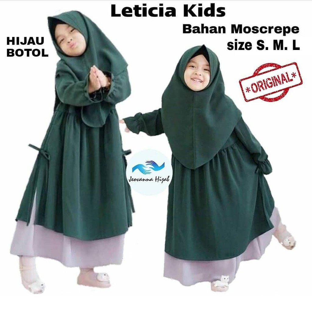 LETICIA - Gamis Anak NANDIA kids (free Jilbab) usia Tanggung baju gamis muslim SYARI Usia 4-11 Tahun