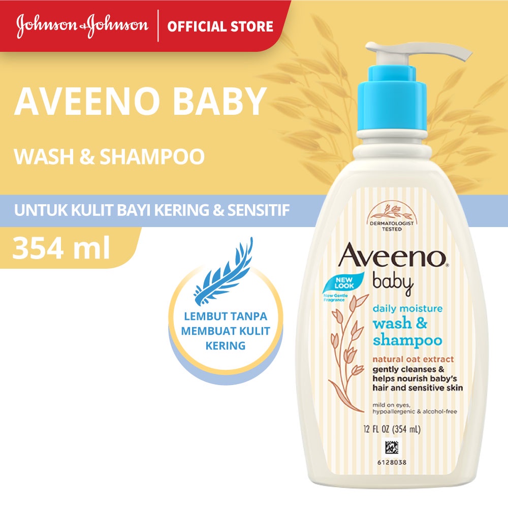 Aveeno Baby Daily Moisture Wash &amp; Shampoo - Sabun &amp; Sampo Bayi (Tersedia varian ukuran)