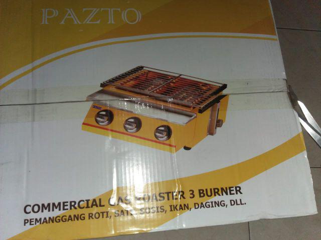 (cod) Alat Panggang Gas 3 Tungku Tampa Asap Kualitas Terjamin Pazto Ros-k03