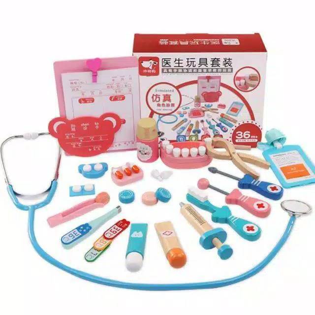 wooden toy doctor kit