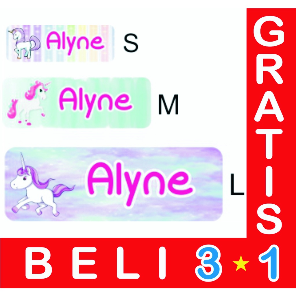 

STIKER LABEL NAMA WATERPROOF BASIC UNICORN