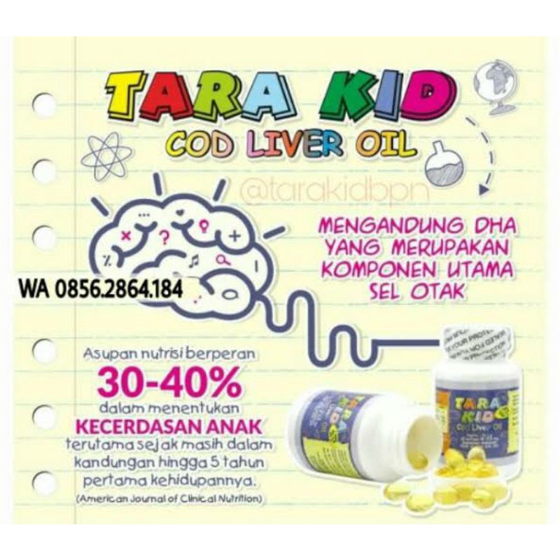 EXP 2025 PROMO Tara Kid Tarakid 30 Kapsul Original - Suplemen Otak Cerdas dan Pertumbuhan Anak COD Liver Oil DHA 30 Softgel