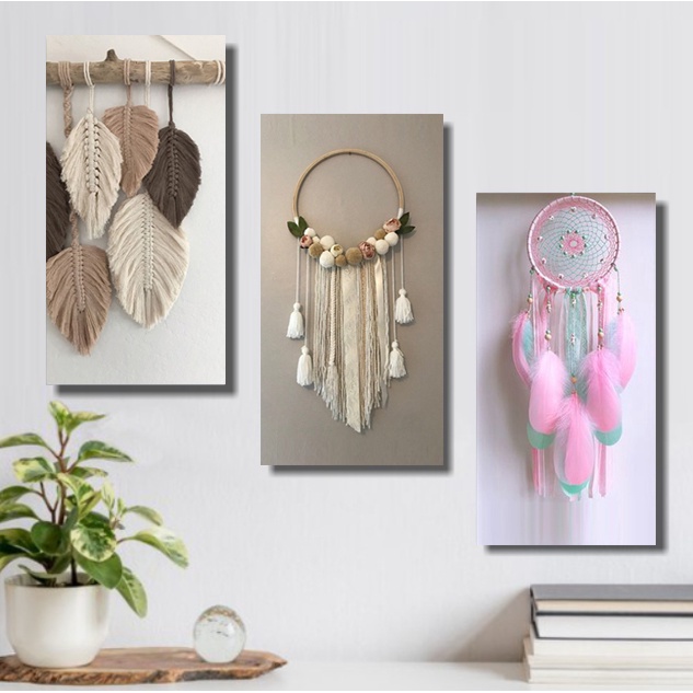 Macrame Hiasan Dinding Ruang Tamu Dekorasi Kamar Tidur Pajangan Rumah Walldecor Tema Etnik
