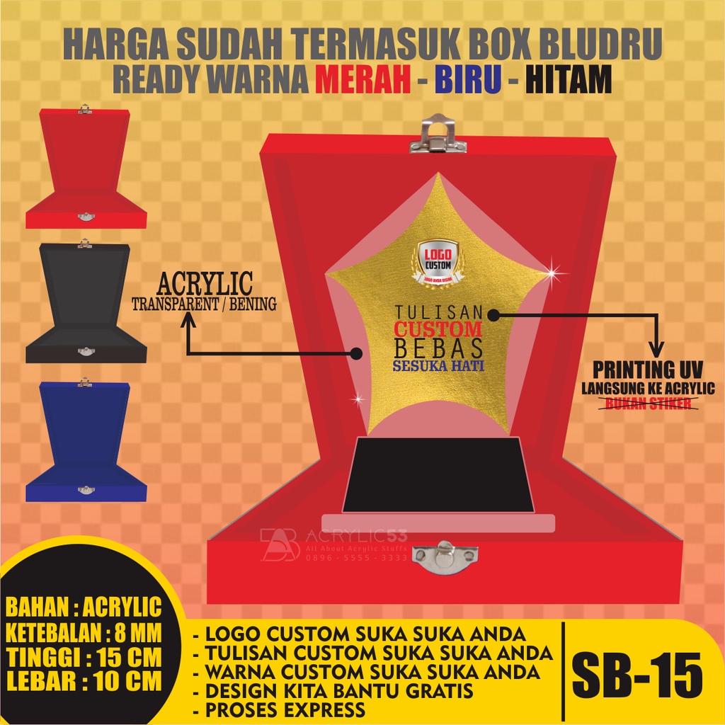 PLAKAT, PLAKAT AKRILIK, PLAKAT ACRYLIC, PLAKAT CUSTOM, VANDEL, PIAGAM PENGHARGAAN 15X10 + BOX SN15