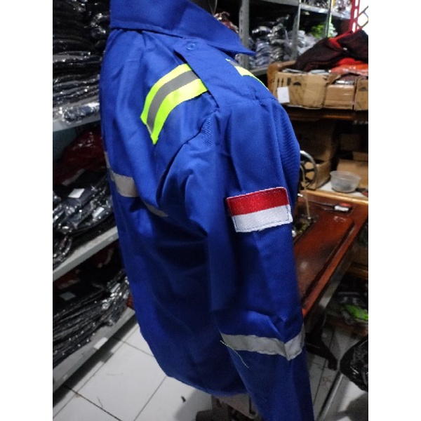 SERAGAM SAFETY BIRU BENHUR KANCING DAN RESLETING