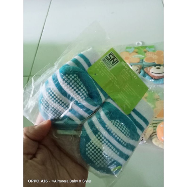 Kaos kaki karakter kerincing/ kaos kaki bayi anti selip usia 0-6 bulan/ Kaos kaki bayi SNI/ Merk NextBluefly