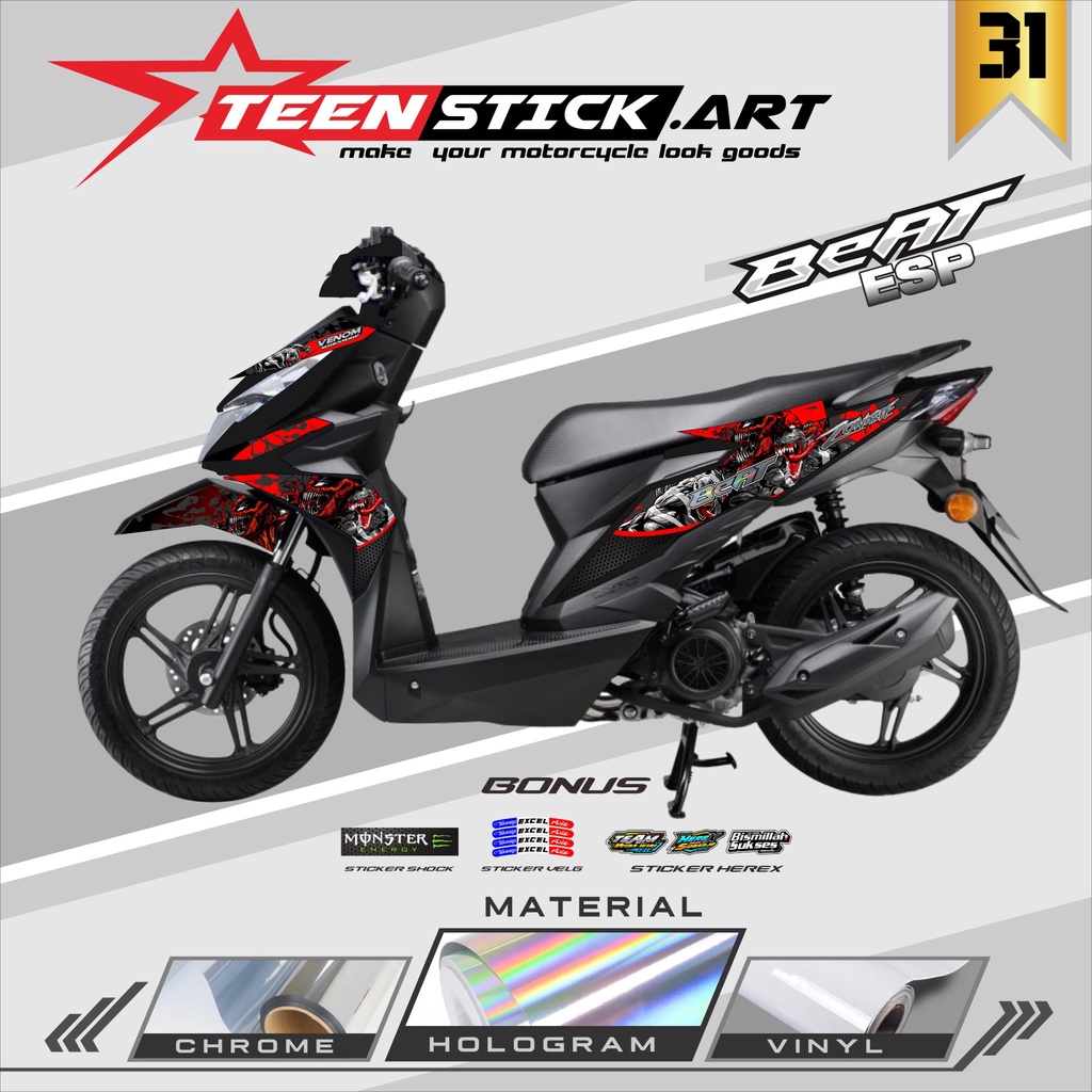 STRIPING BEAT ESP/STREET 2016-2019 - STRIPING HOLOGRAM HONDA BEAT ESP/STREET 2016-2019 VENOM