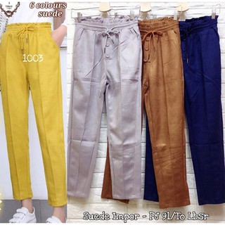  CELANA  SUEDE  KANCING ZIPPY BUTTON PANTS SUEDE  Shopee 