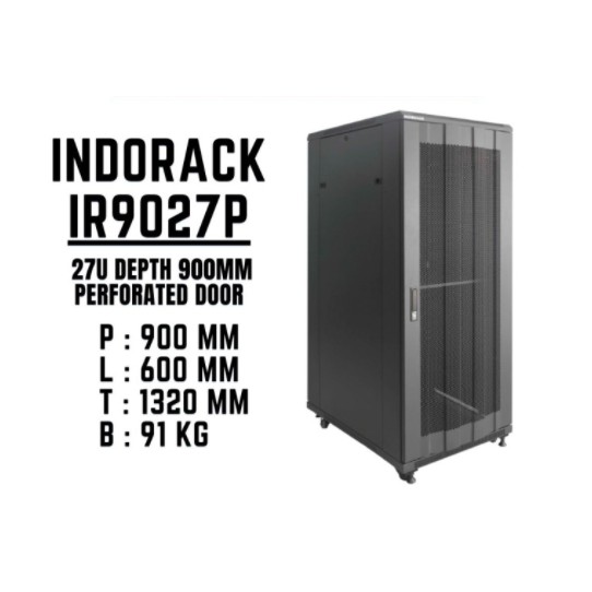 INDORACK CLOSE RACK 27U DEPTH 900MM PERFORATED DOOR - IR9027P