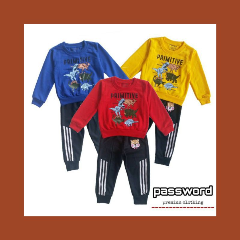 Jurrasic Sweater Set | Setelan anak | Baju anak laki-laki | 1-7tahun