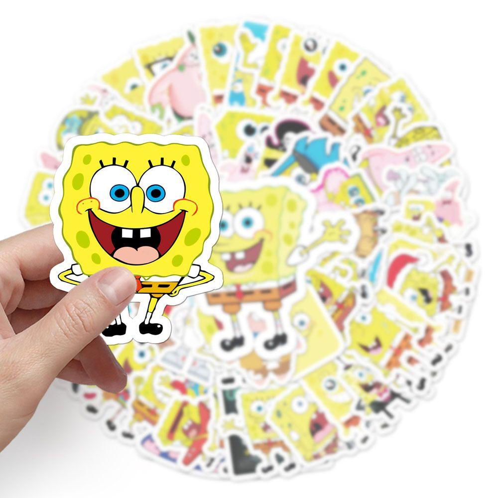 Lanfy SpongeBob SquarePants Stiker Mini DIY Kawaii Gitar Laptop Motor Diary Decals Perlengkapan Kantor Sekolah Koper Graffiti Stiker