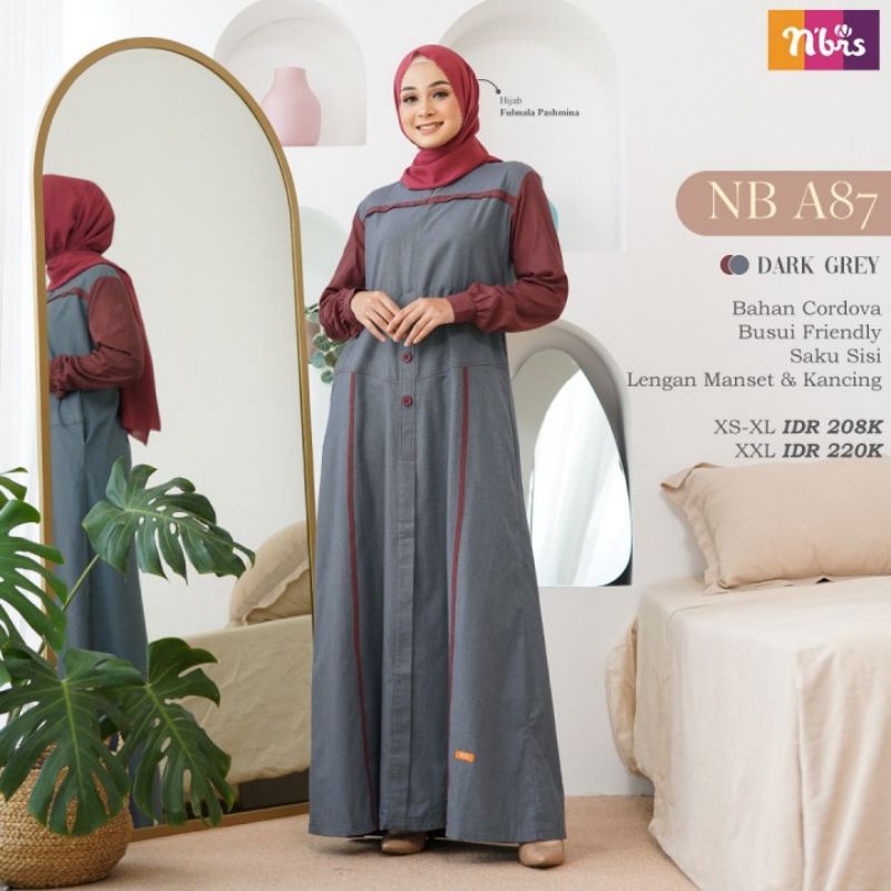 Gamis Nibras Nb A87 / Gamis Katun / Gamis syari / Nibras Terbaru / Gamis Remaja