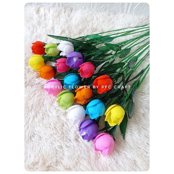 bunga akrilik tulip tangkai