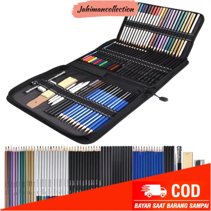 

✨ BISA COD ✨ Sketching Pencil Set 72 Pcs Pensil Gambar Sketsa Art Drawing Kit Tools