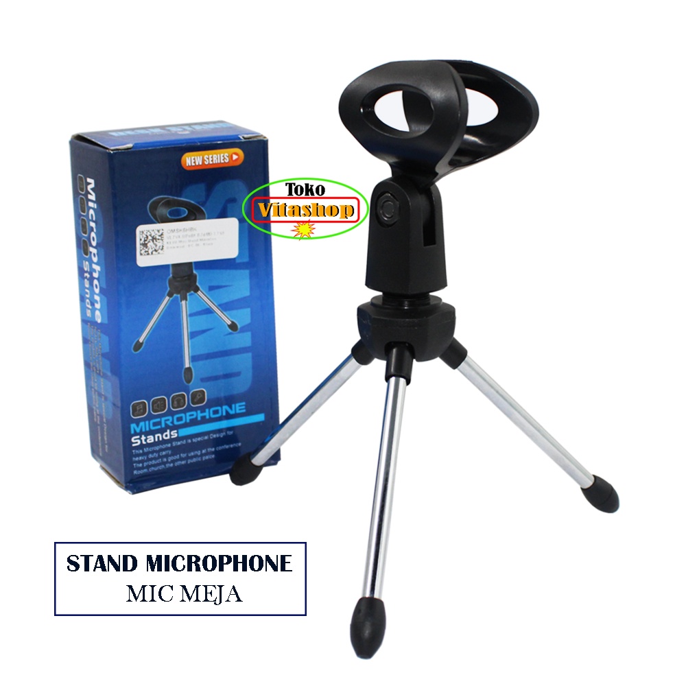 STAND MIC MEJA KAKI 3 / DEKS STAND MIKROPON PORTABLE MINI MIK HOLDER