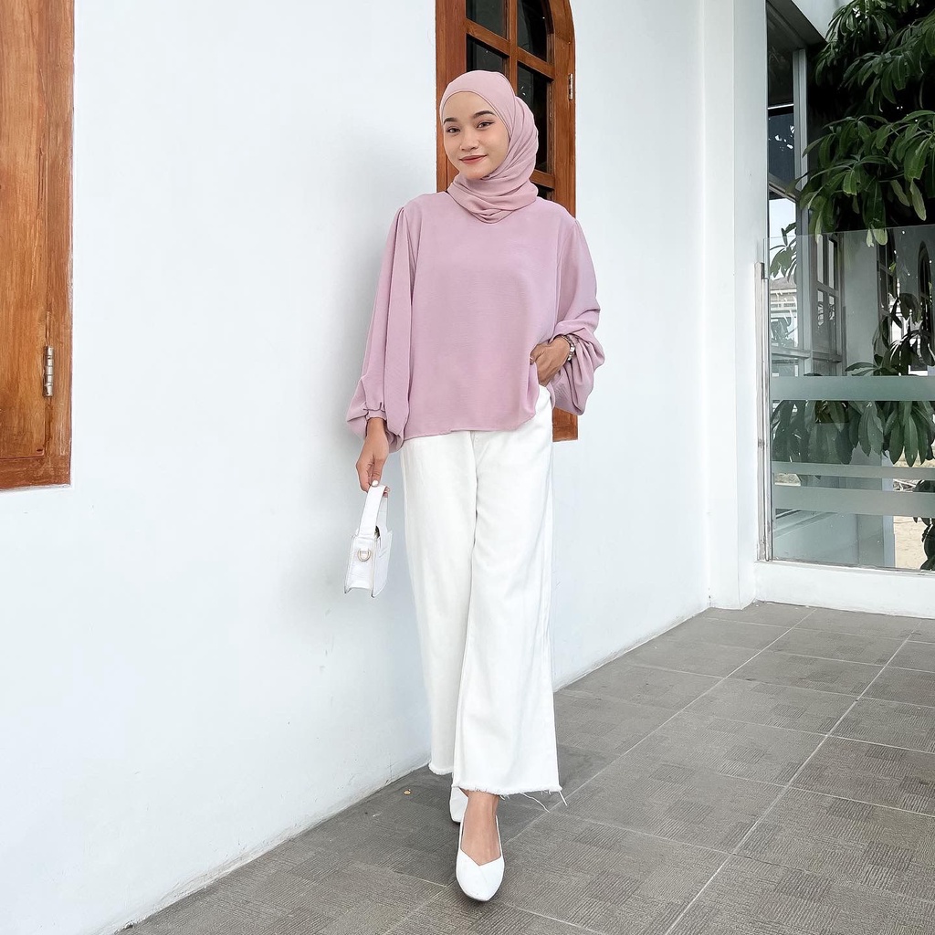 Wika Blouse Bahan Crinkle - BAJU BLOUSE WANITA JUMBO BIG SIZE TO XXXL - ATASAN LENGAN PANJANG