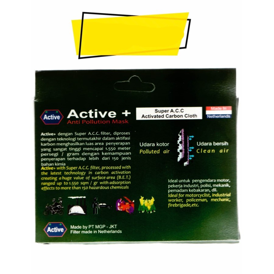 Masker Anti Virus/Masker Anti Polusi/masker kesehatan Masker Active +