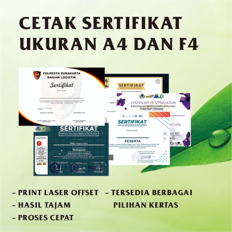 

CETAK PIAGAM | CETAK SERTIFIKAT MURAH | UKURAN A4 DAN F4 TANPA MINIMAL ORDER