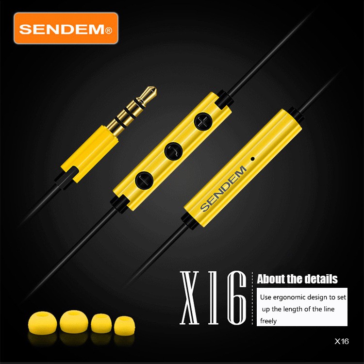 Earphone SENDEM X16 Headphones With Microphone 3.5mm StereoBass Sporty