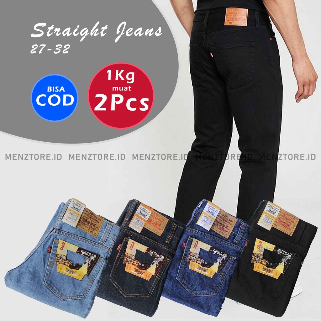 Celana Jeans Pria Standar Straight Jeans Cowok Jens Pria Reguler Bahan Tebal Murah