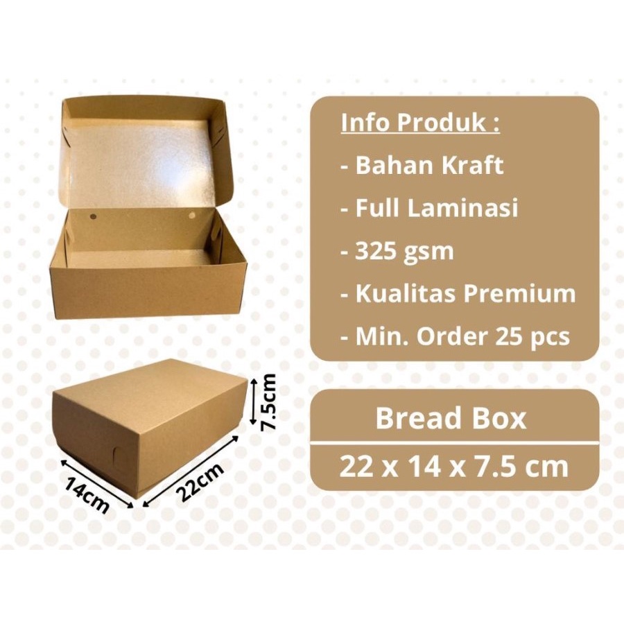 

BOX ROTI KRAFT 22X14X7,5 CM 10 pcs LAMINASI 325 GSM