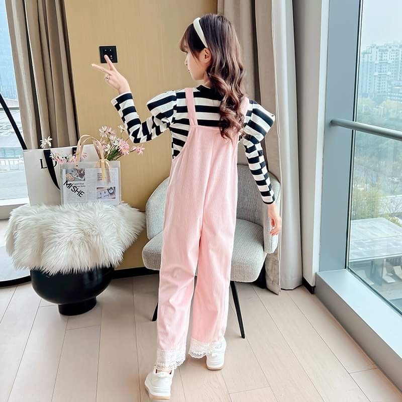 Setelan Overall Celana Panjang Anak Perempuan Renda Cute