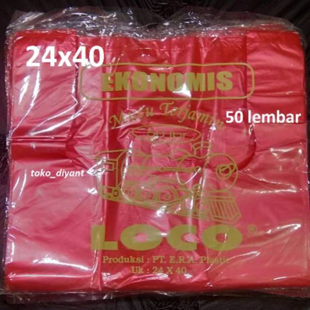 kantong Plastik loco ekonomis merah uk 24x40