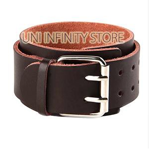 Jual JWWB0015 Gelang Kulit Coklat Punk Pria One Strap Wide Brown Leather Bangle Bracelet Murah